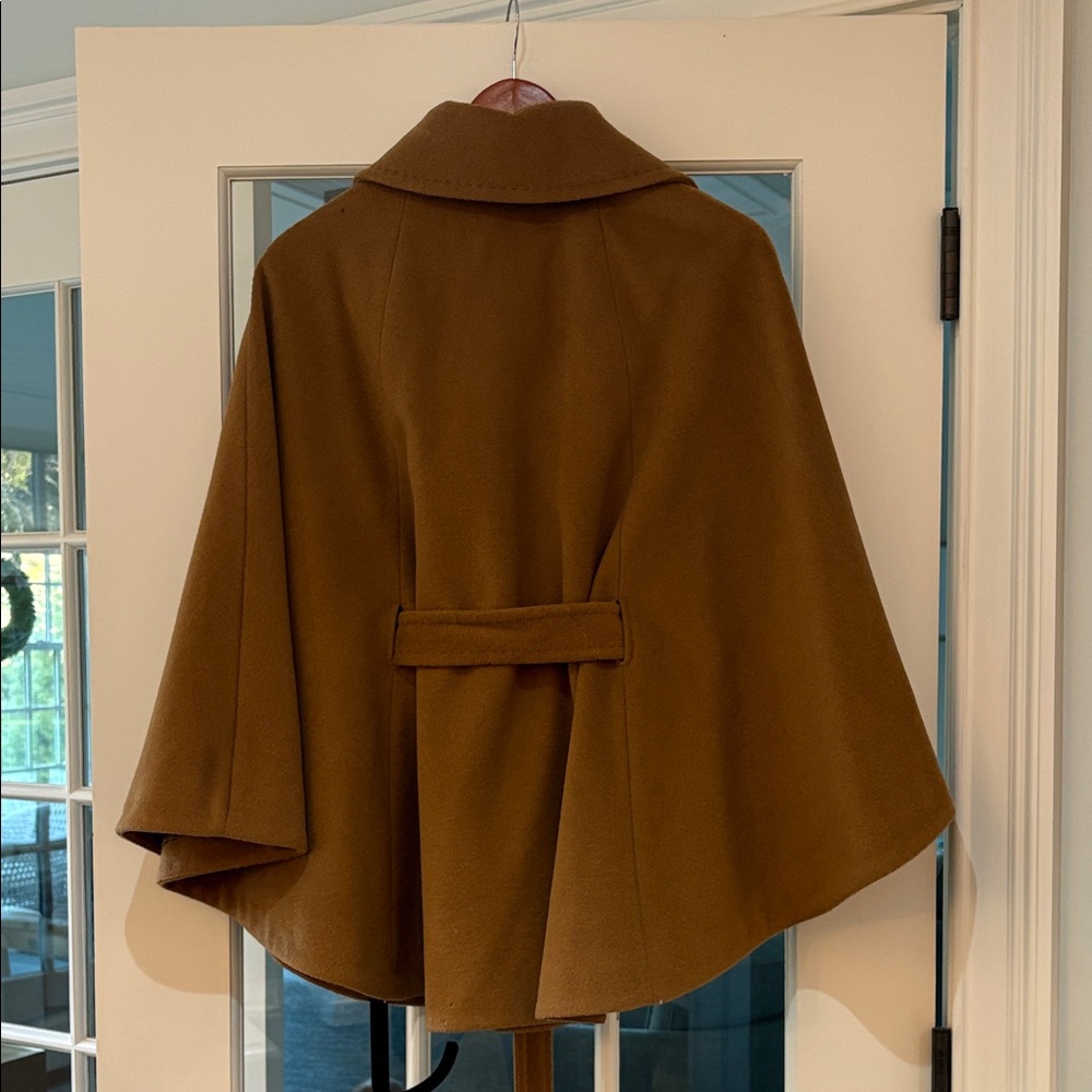 Ellen Tracy Dark Tan Cape Coat with Belt - Picture 2 of 7